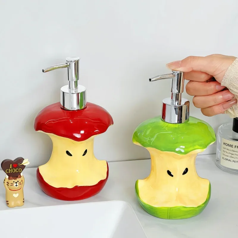 

Creative Apple Lotion Empty Bottle Ceramic Household Toilet Press Type Hand Wash Shampoo Split Jar