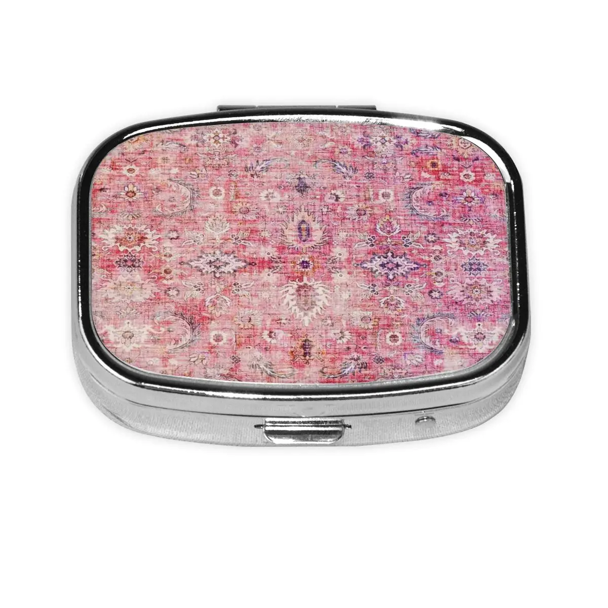 

Antique Traditional Pink Oriental Moroccan Style Square Pills Box Boho Geometric Tribal Pill Container Medicine Box Dispenser