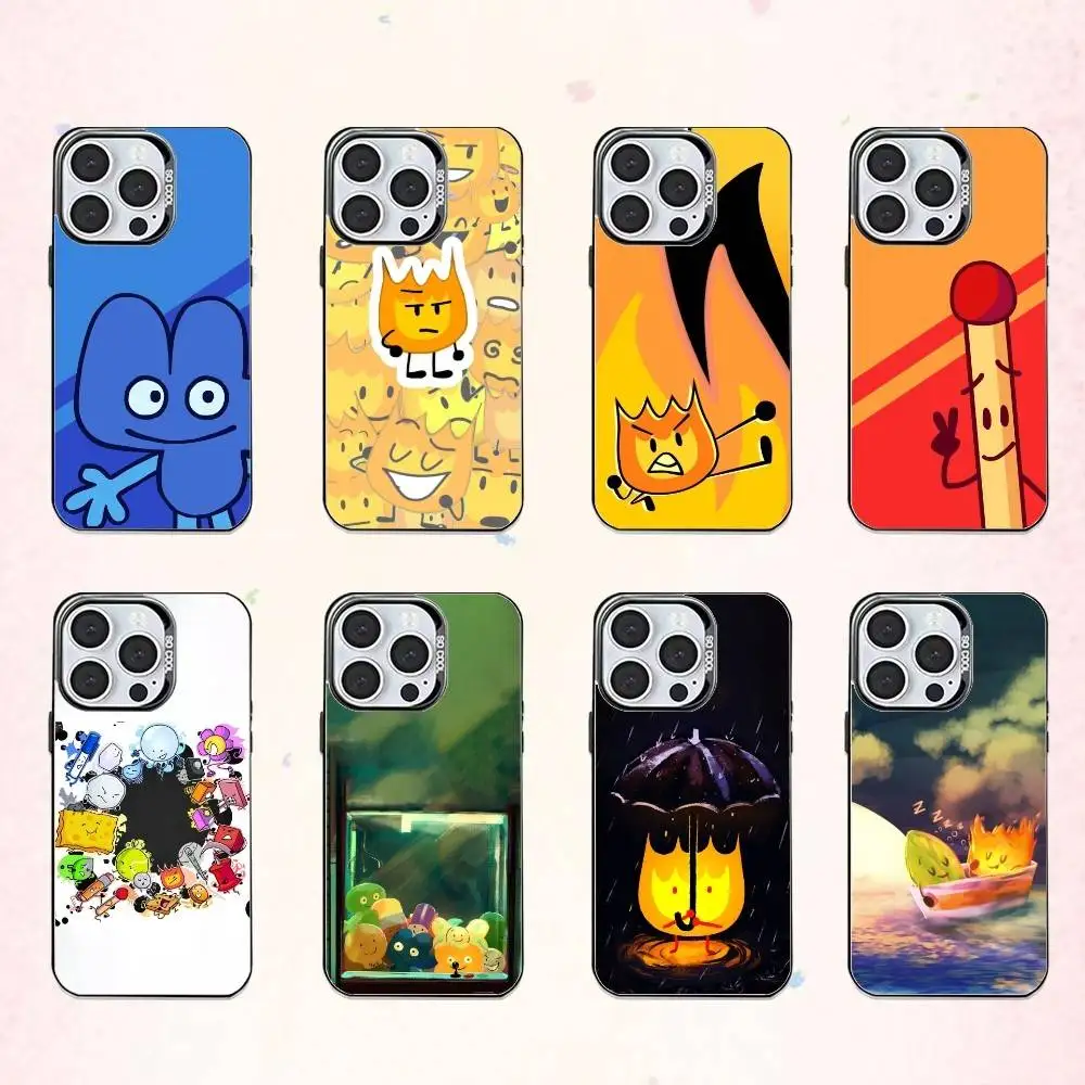 

Bfdi B-Battle For D-Dream Island Phone Case For iPhone17,16,15,14,13,12,11 Plus,Pro Max Colored Silver Plated Inside Cover