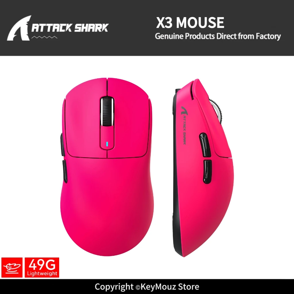 X3 ATTACK SHARK Tri-Mode Gaming Mouse Wireless 1K Hz PAW3395 Sensor 26K DPI Macro Drivers for Windows/Mac