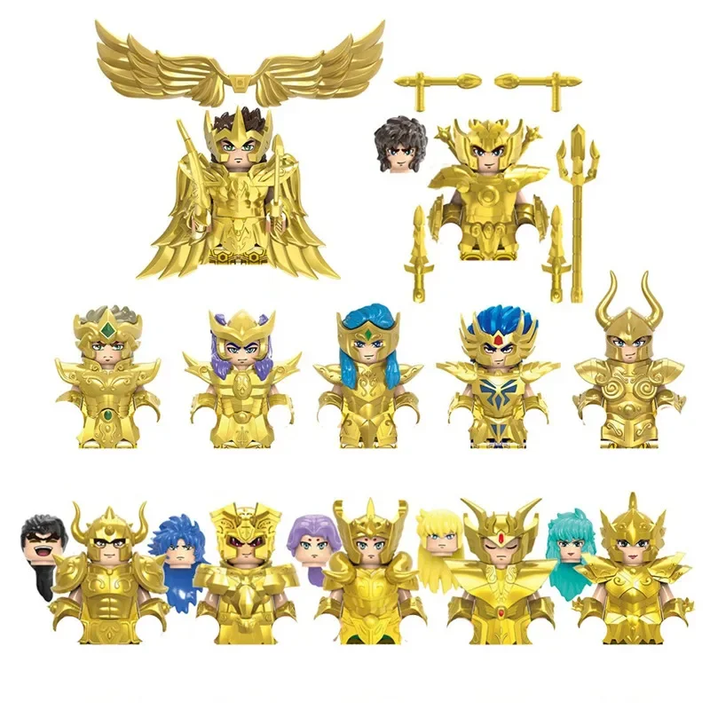 Hot Giocattoli per bambini Anime Saint Warrior Building Blocks 3D Gold Warrior Mini Action Figures