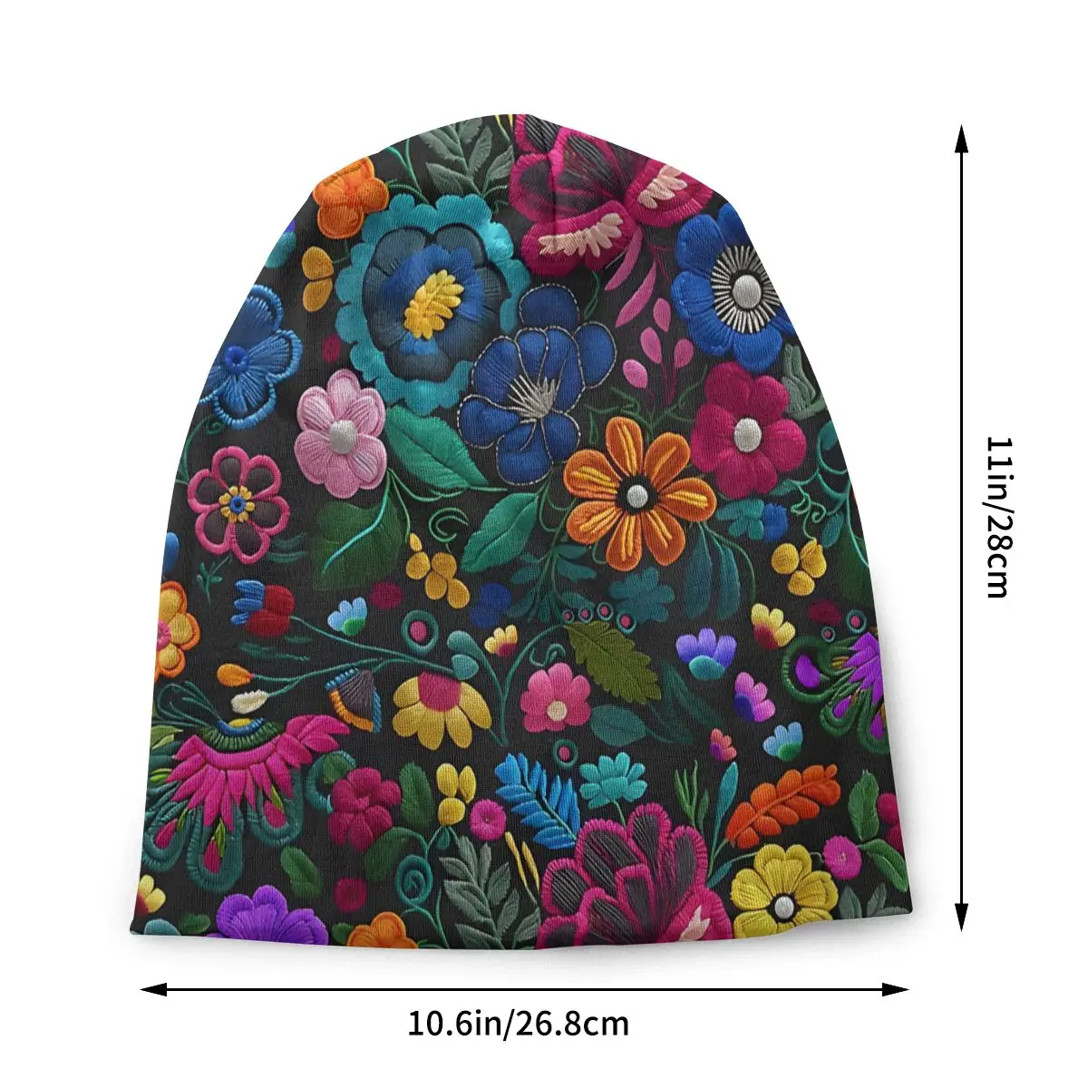 Mexican Embroidery Flower Pattern Washed Thin Bonnet Windproof Casual Beanies Protection Men Women Hats