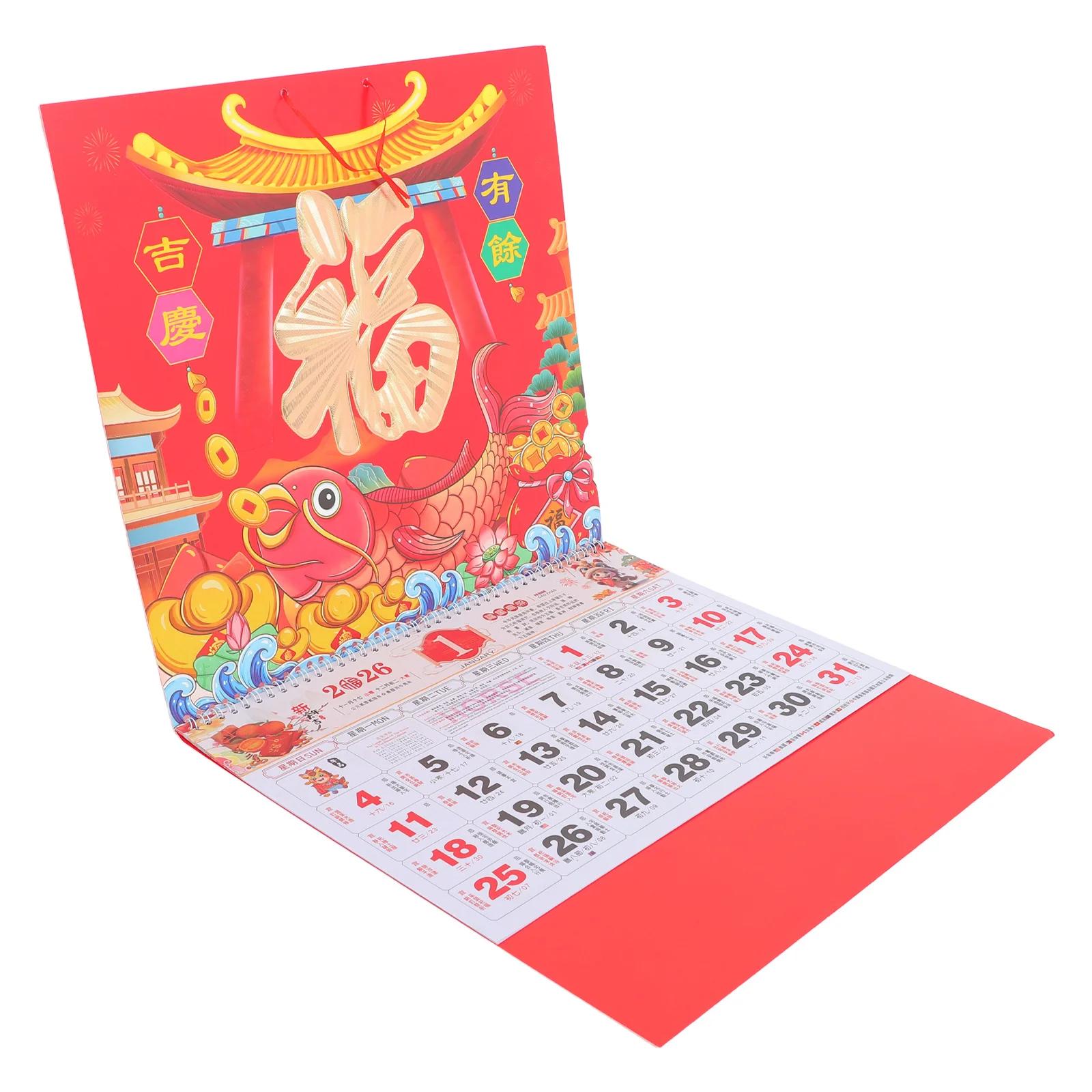 2026 Tear Off Daily Paper Calendario da appendere per Capodanno cinese Vacanze multi-paese Layout mensile trasparente Ufficio luminoso