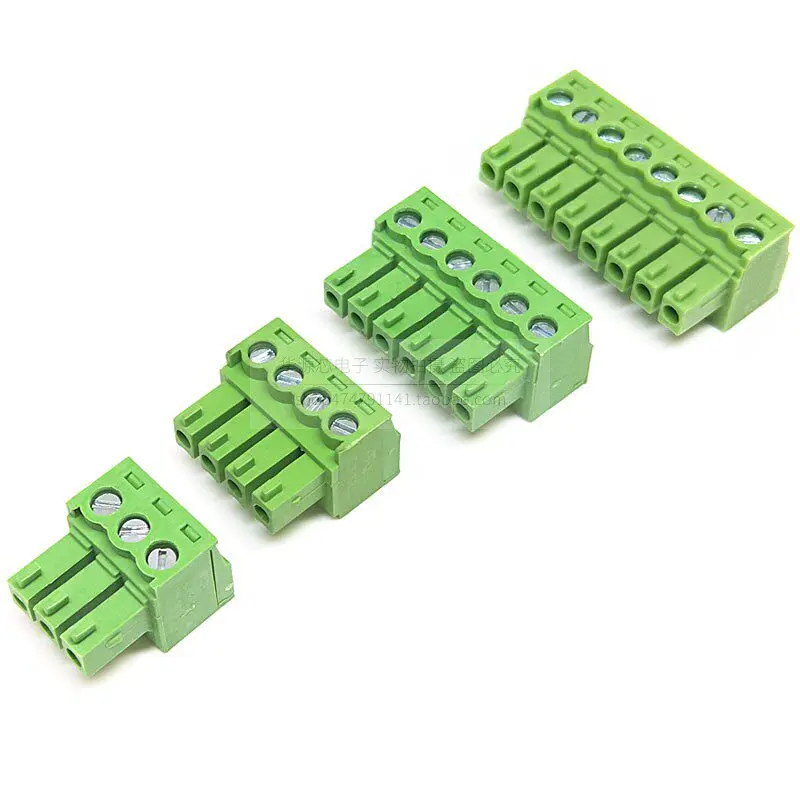 3.81MM pitch 15EDGK green plug-in terminal block KF2EDG with straight pin header and bent pin socket 7pcs
