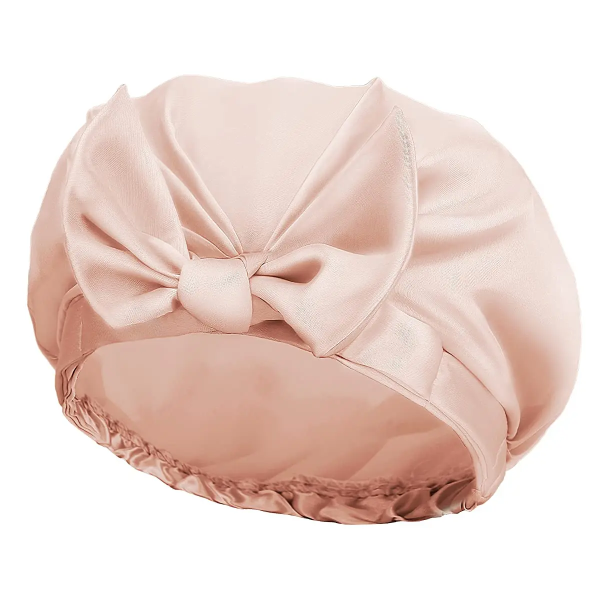 

Extra Large Shower Cap, Bowknot Double Layer Reusable Bath Hair Caps With Silky Satin for Women Beauty Bathing, Hair Spa,