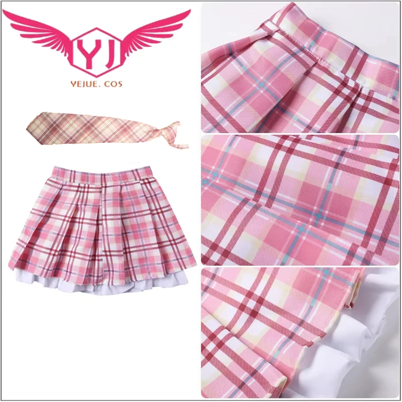 Ebisu Kofuku Cosplay Costume Anime Girl Pink Skirt JK Uniform Sweater Shirt Set Stage Performance Dress Halloween Outfit Set