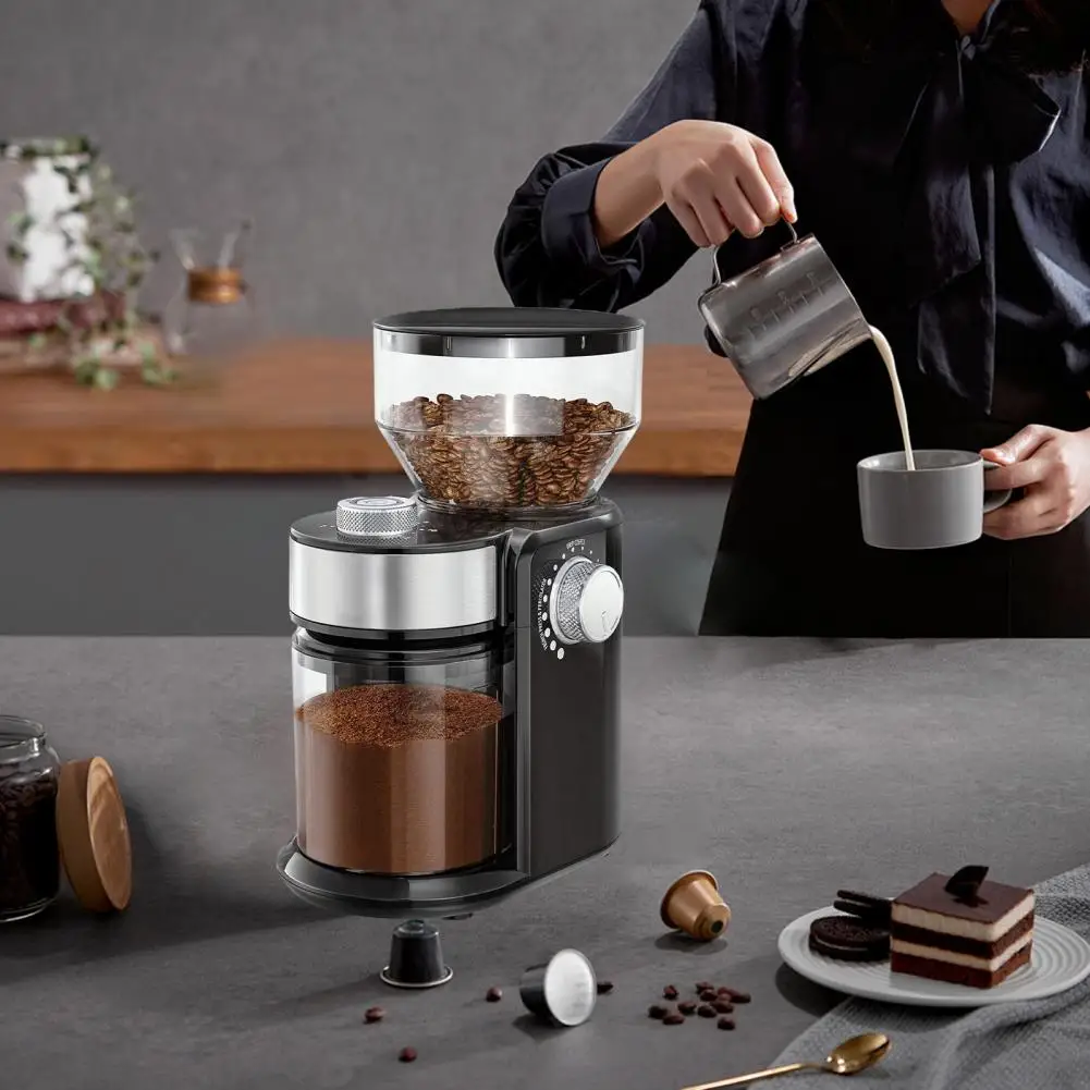 

18 Grind Fineness Settings Grinder Adjustable Electric Coffee Bean Grinder for Home Use Eu Plug Flat Burr Grinding Machine