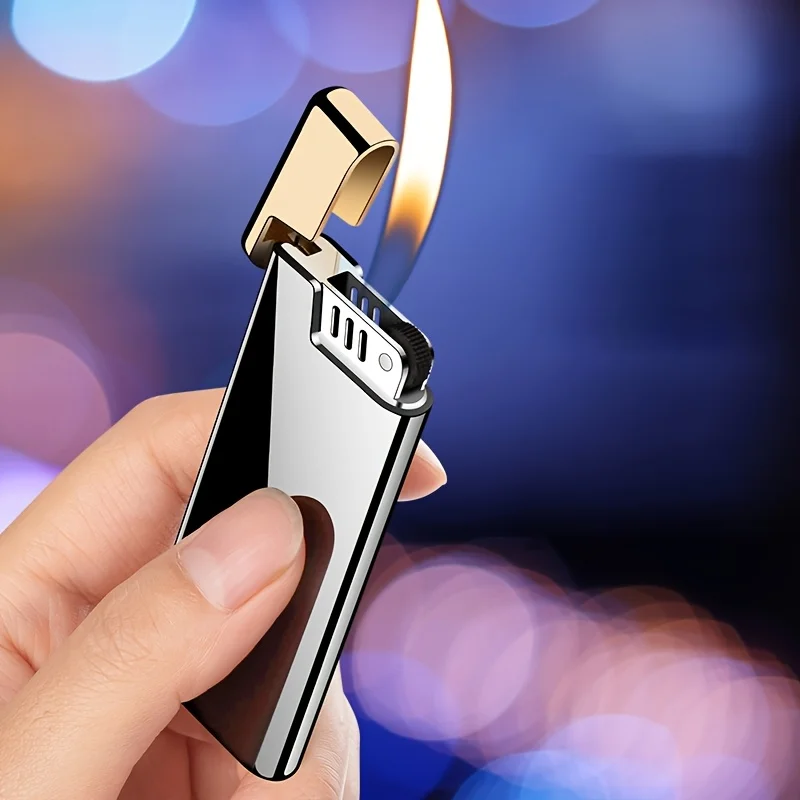 

Ultra-thin Butane Gas Lighter Metal Refillable Wheel Ignition Portable Smoking Accessories and High Flame Cigarette Lighters