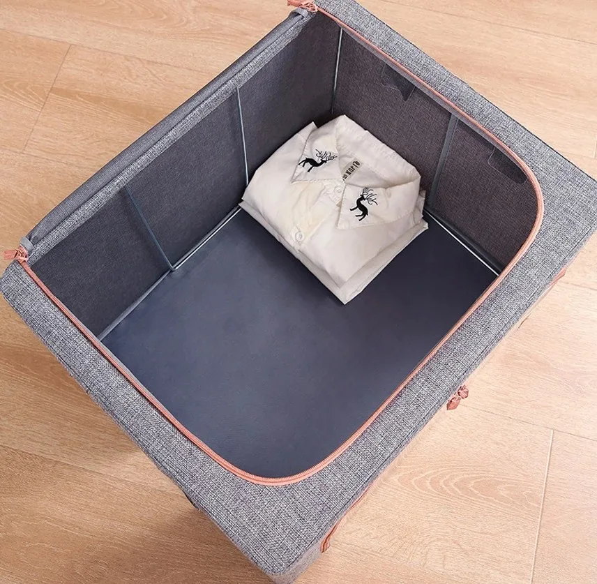 1Pcs Clothes Organizer Box Steel Frame Storage Boxes Toys Foldable Transparent Fabric Folding Container Moving Home Organization