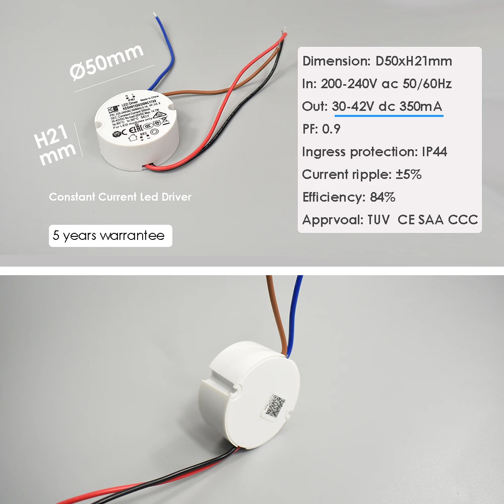 Transformador LED redondo regulable, controlador de lámpara colgante de atenuación de borde trasero, convertidor para luz de techo, 30-42V, 10W,