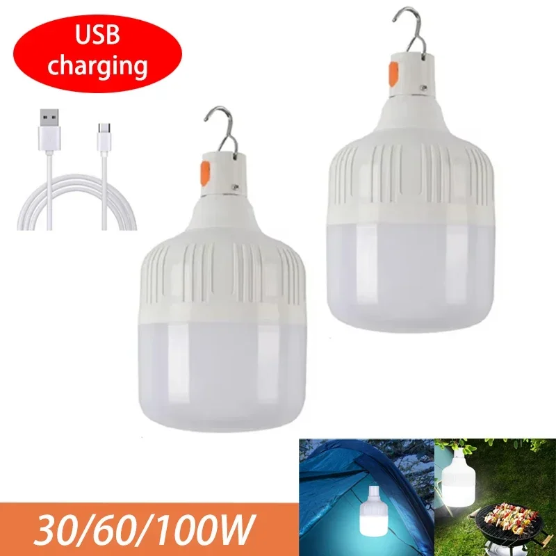 USB Rechargeable LED Emergency Lights  Outdoor Camping Portable Lanterns High Power Tents Lighting Flashlight Equipment Bulb