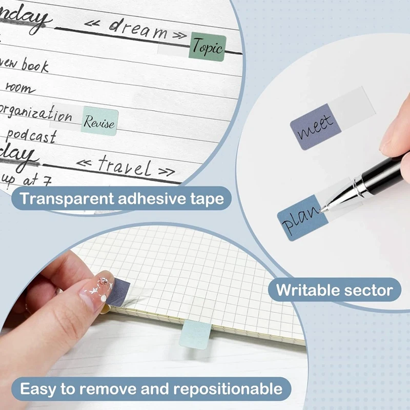 Sticky Index Tabs Multicolor Self-Adhesive Book Tabs Writable Page Tabs Transparent For Notebooksfiles