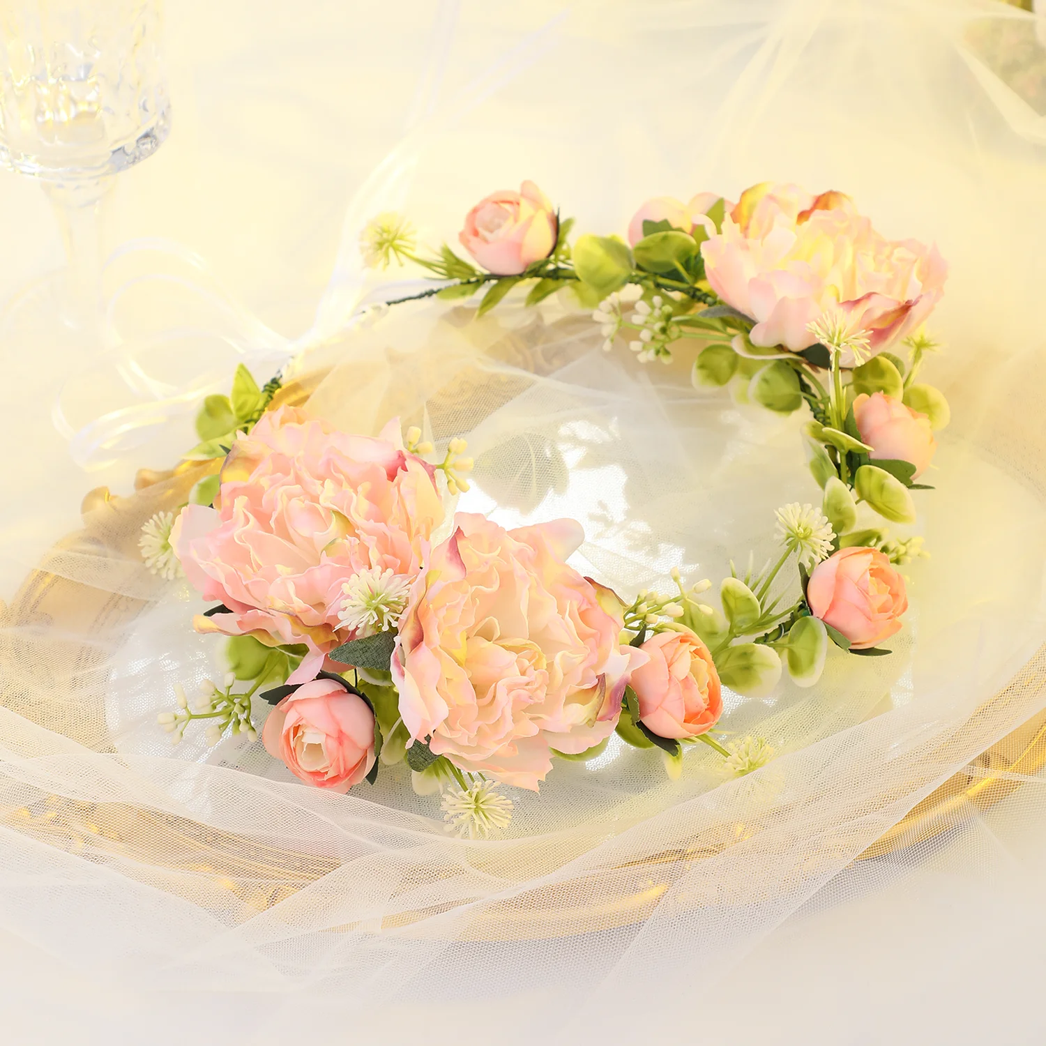 Fashion Handmade Flower Leaves Headband For Women Bride Wedding Hair Accessories Party Gift Hairbands Head Jewelry image 4