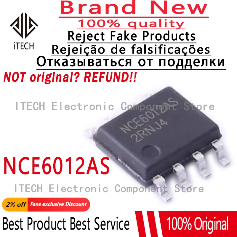 (10-50)pcs/lot Original New MOSFET NCE6012AS 6012AS 60V12A SOP-8 Transistor 100% New and Genuine