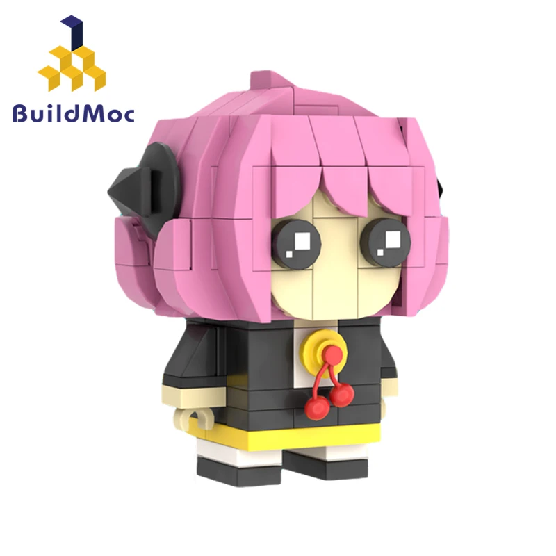 Buildmoc SPYes Familys Anya Forger Brickheadz Figures MOC Set Building Blocks Kits Toys for Children Kids Gifts Toy 136PCS Brick