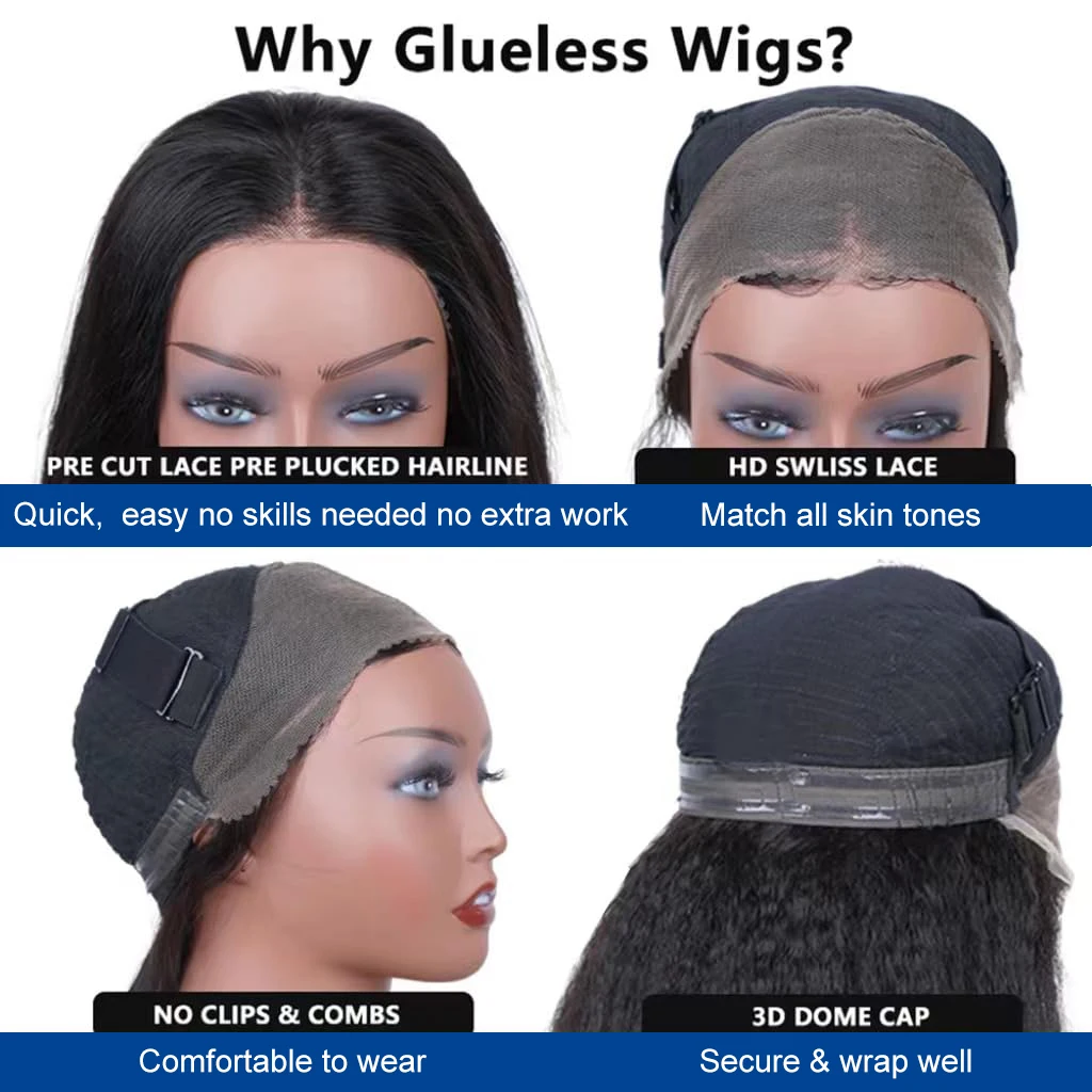 Wear Go Glueless Wig 34 36 Inch Bone Straight 13x4 HD Lace Frontal Wig Ready To Go Lace Frontal Human Hair Wig Pre Plucked Lace