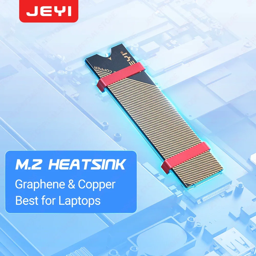 JEYI M.2 Copper SSD Heatsink with Graphene Layer, M2 NVMe NGFF 2280 Drive Cooler Solid State Drive Radiator for Laptop PC PS5