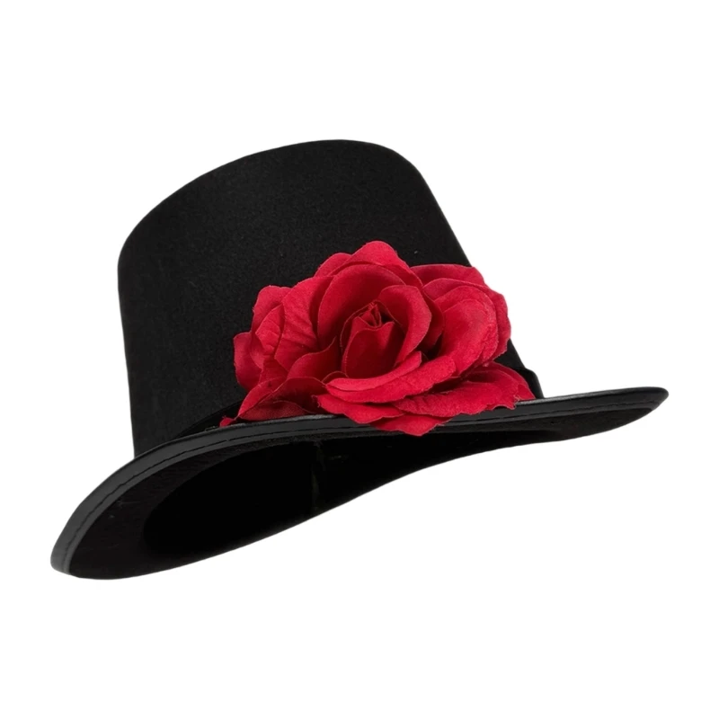 천 빨간색 꽃이 만발한 장식 된 남여 모자 재사용 가능한 여행 친화적 인 모자 결혼식 축제에 적합