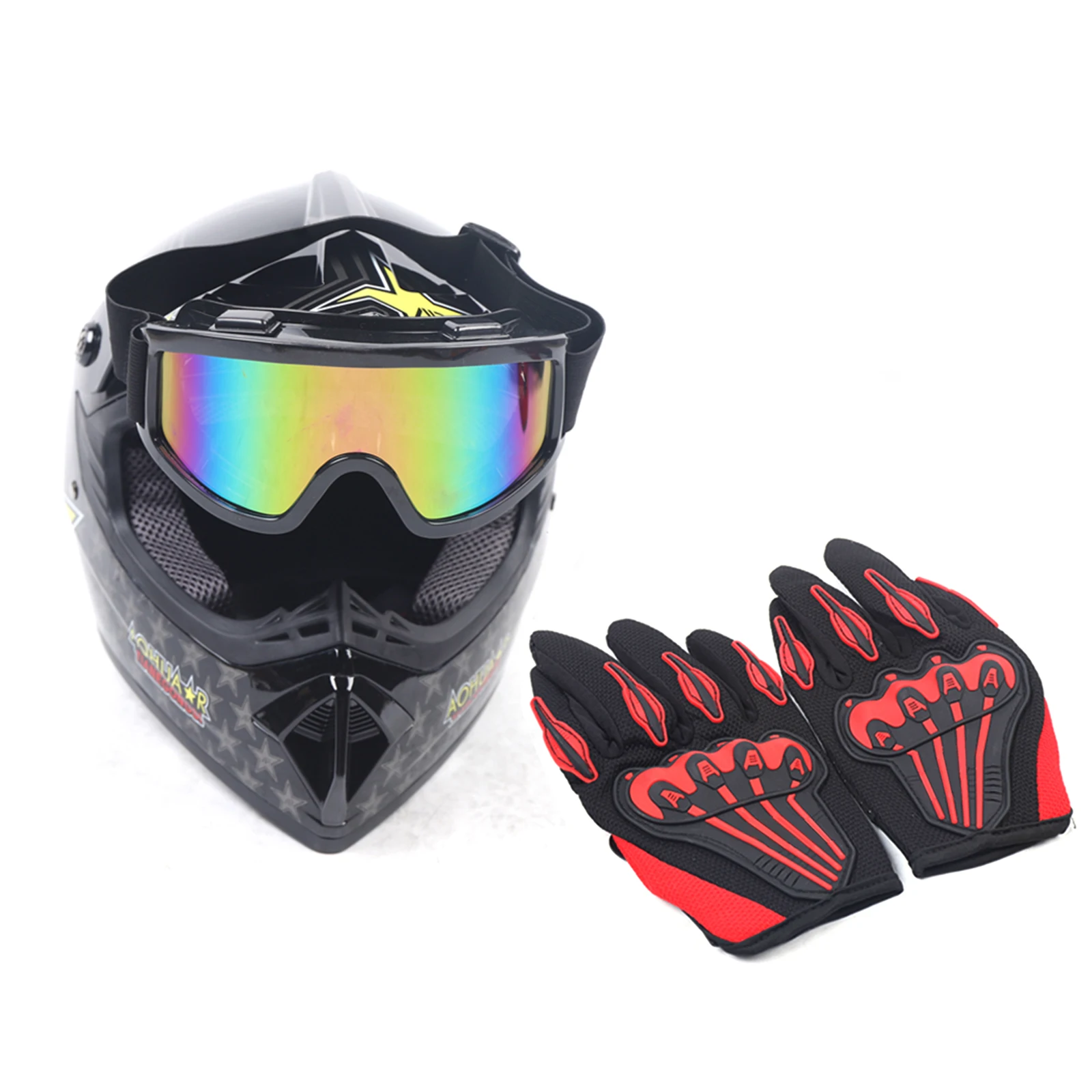 

L / M Size DOT Adult Youth ATV Motocross Dirt Bike Motorcycle Off-Road Racing Helmet w/ Goggles Gloves