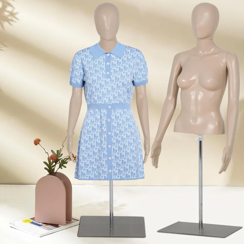 Женский швейный манекен с регулируемой высотой половины тела 39–56 дюймов, металлическое основание, идеально подходит для демонстрации розничной одежды