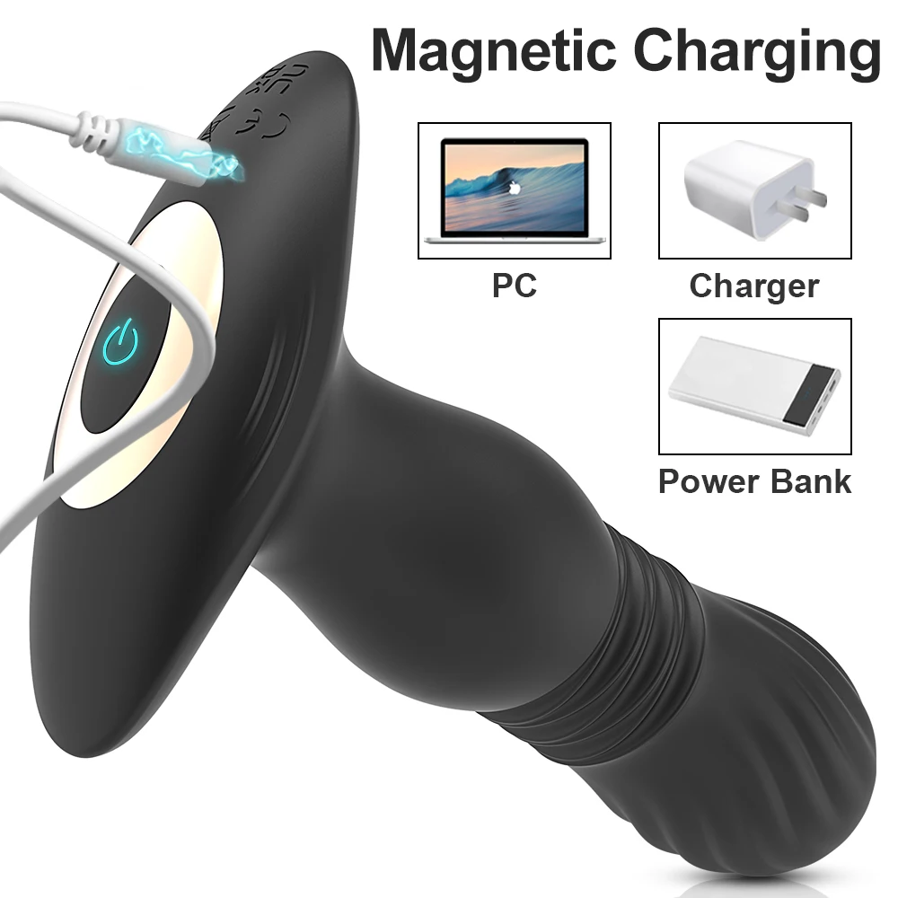 남성 압박 전립선 마사지기 APP 항문 진동기, 텔레스코픽 진동 엉덩이 플러그, 성인 용품, 남성 게이용 섹스 토이