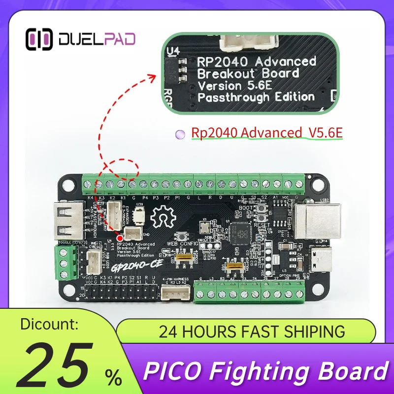 

Rp2040 Advanced V5.6E USB Breakout Board Passthrough Edition Arcade Fight Stick Hitbox Buttons Style For PC/PS4/NS/PS5