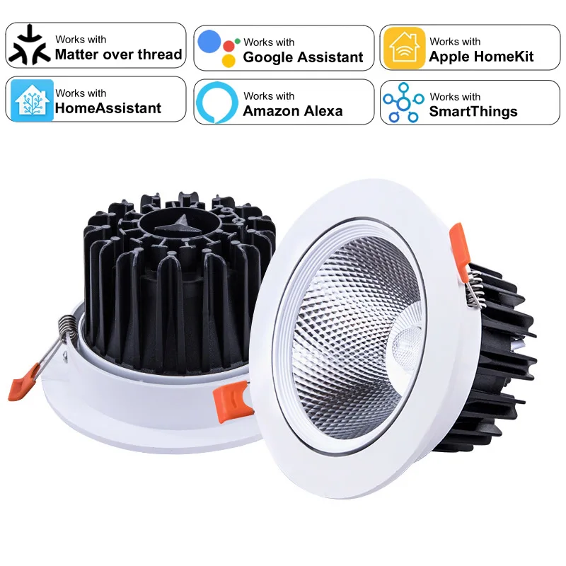 Matter over Thread Smart Spot LED Downlight Dimmable Recessed Ceiling Spotlight Compatible with Alice Alexa HomeKit SmartThings