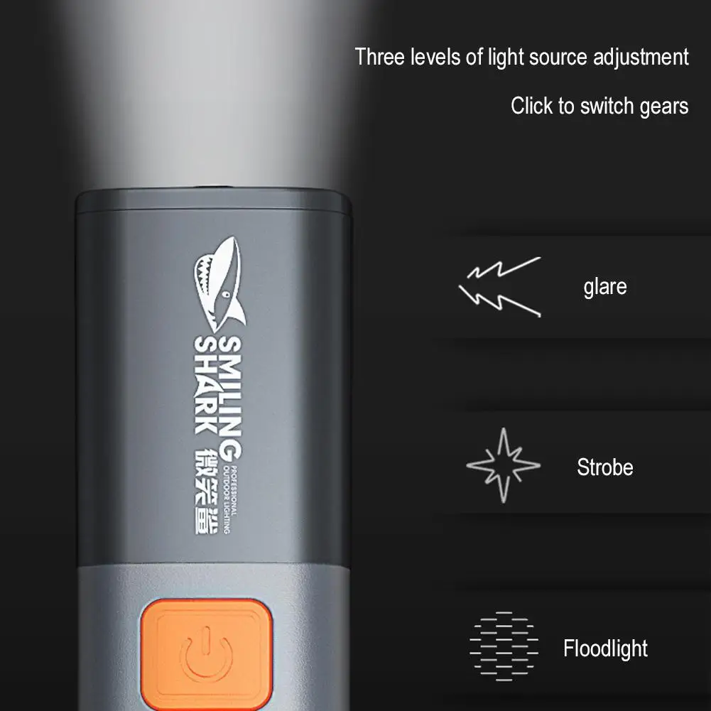 Mini Flashlight with Hook Outdoor Flashlight Portable Strong Light with Side Lights Long Range Rechargeable Tactical Torch Camp