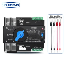 TOMZN DIN Rail ATS 110V 120V Dual Power Automatic Transfer Electrical Selector Switch Uninterrupted 2P 63A 100A 125A