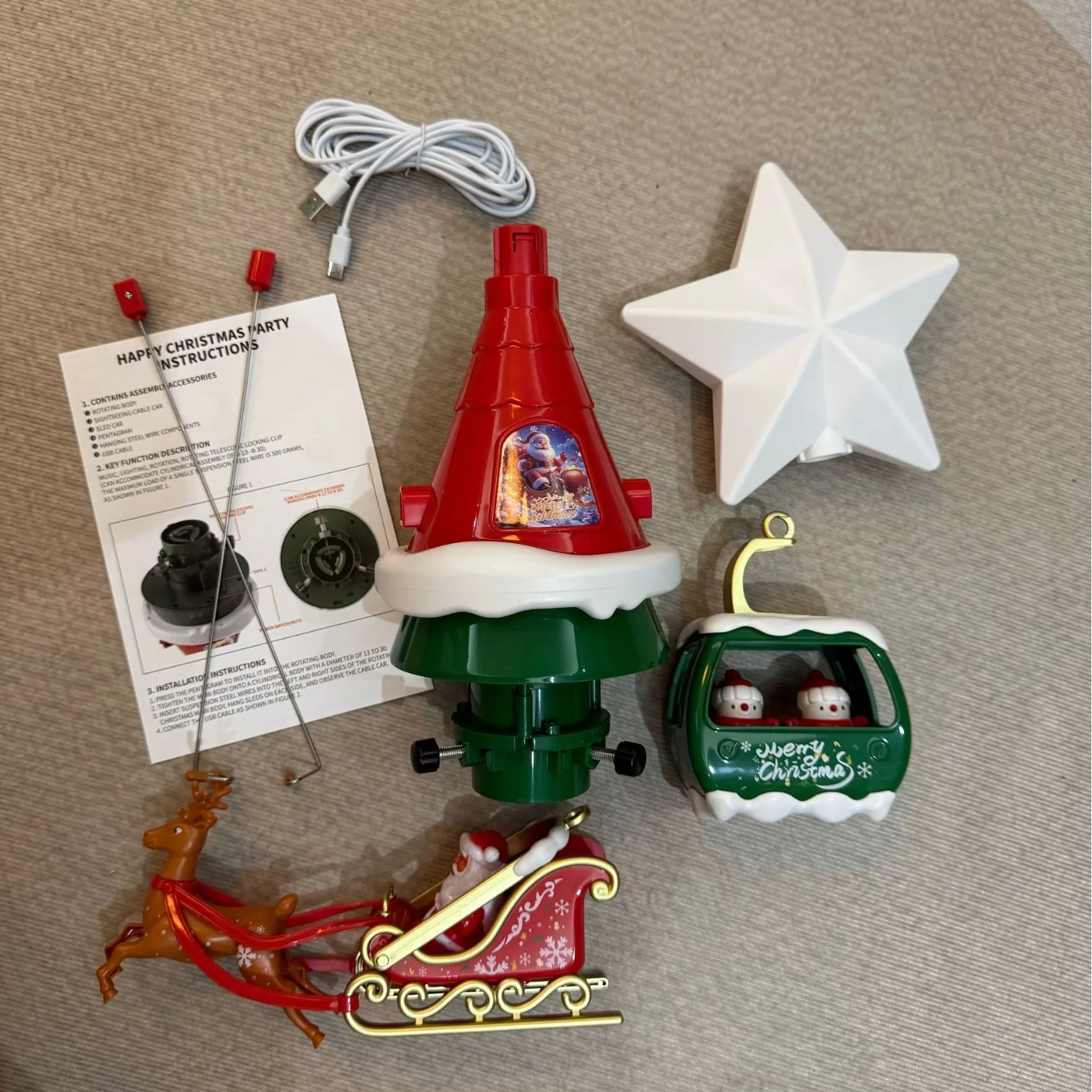 New Christmas Tree Decoration Top Rotating Music Lighting Decoration Festive Atmosphere Lighting Fully Automatic