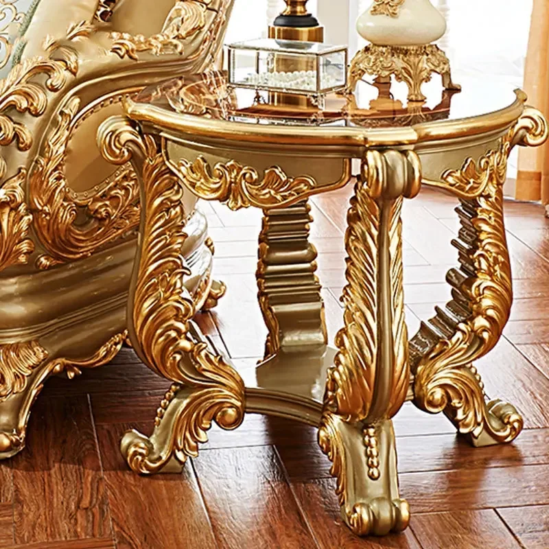 European style solid wood coffee table villa living room luxury high-end high-end tea table sofa table oak carved European