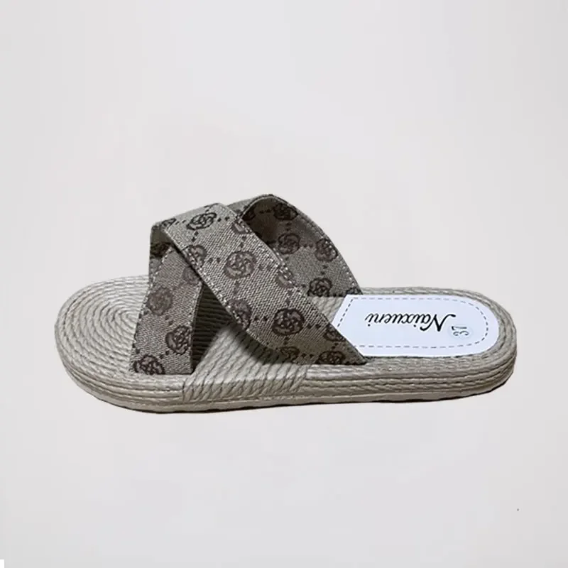 

Ladies New Slippers Summer Cross Drag Fashion Hemp Rope Outer Wear Slippers Casual Sandals and Slippers