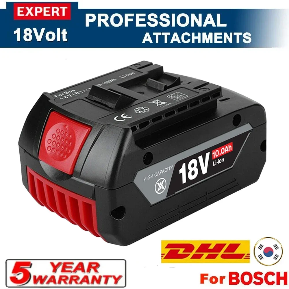 18V Battery 10Ah for Bosch Electric Drill 18V Rechargeable Li-ion Battery BAT609, BAT609G, BAT618, BAT618G, BAT614 + 1Charger