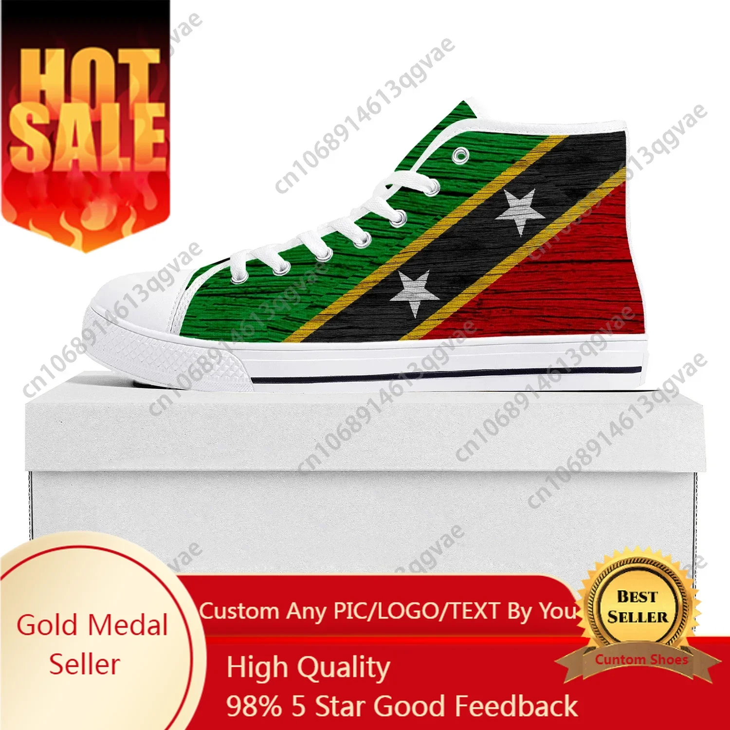 

St Kitts and Nevis Flag High Top High Quality Sneakers Mens Womens Teenager Canvas Sneaker Casual Couple Shoes Custom Shoe