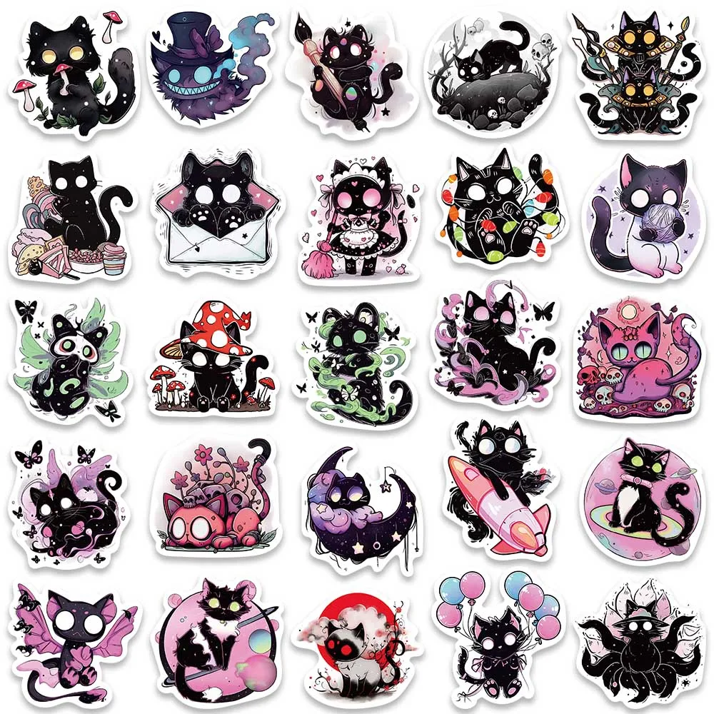 50 pz Kawaii Magic Witch Cat Kitty Gothic Cartoon Graffiti Stickers decalcomania cancelleria Laptop frigorifero valigia bottiglia adesivo del