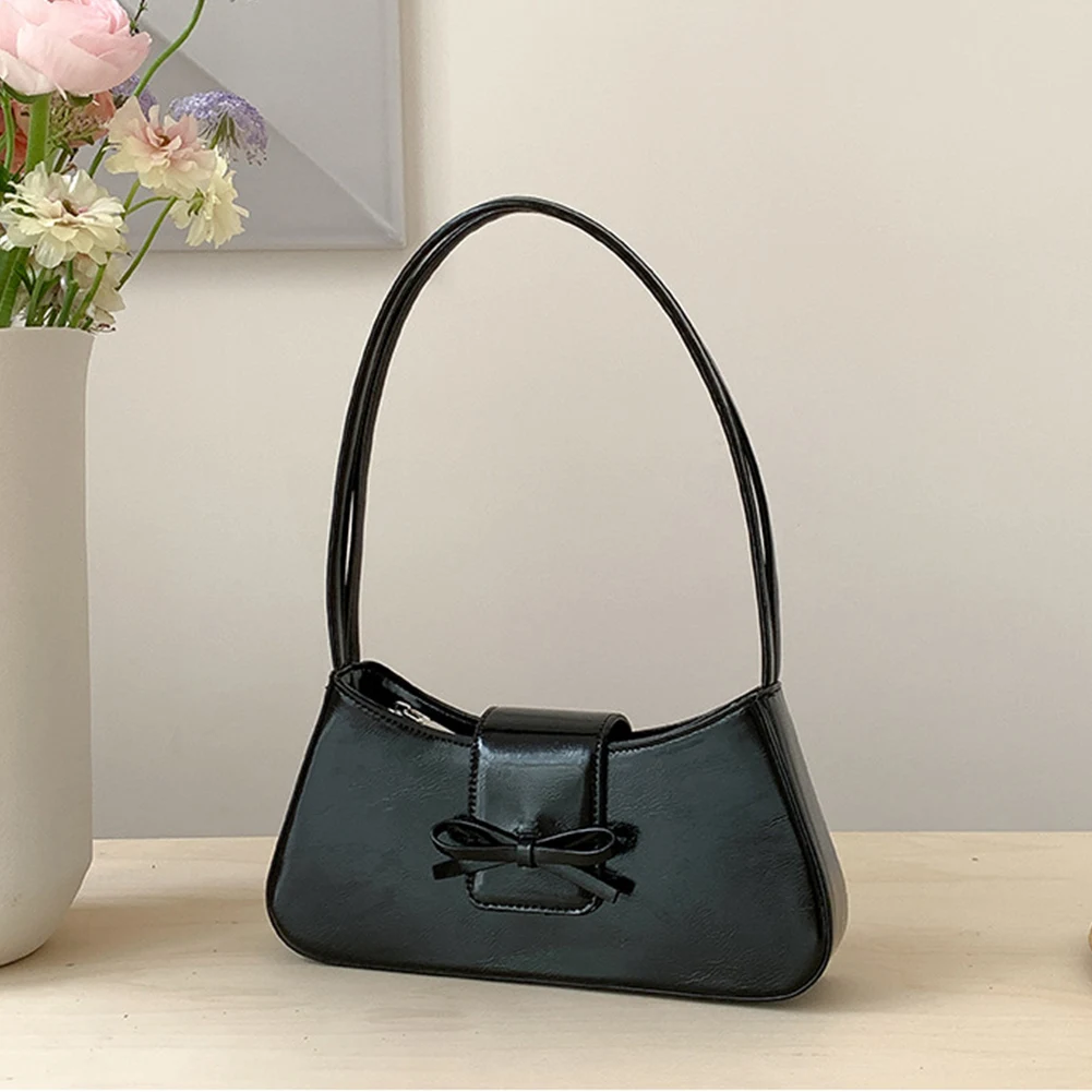 Borsa Sweet Bow Y2K borsa moda in pelle PU con chiusura a cerniera borsa per tutti i giorni borsa ascellare alla moda per donne e ragazze