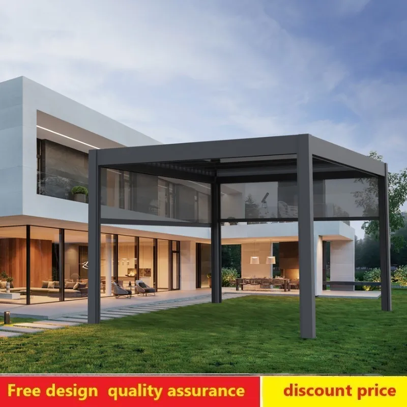 Açık gazebo avlu alüminyum alaşımlı elektrikli Avrupa köşk villa bahçe çatı modern pergola 3X3M