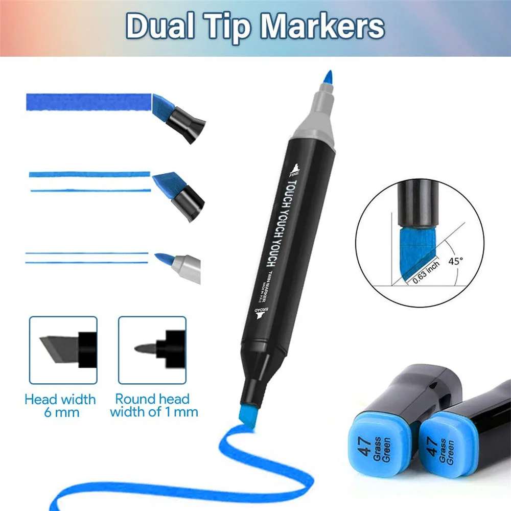 12-120pcs Alcohol Based Art Marker Set for Adult Kids Dual Tip Coloring Drawing Sketching Permanent Brush Markers Artists Marker