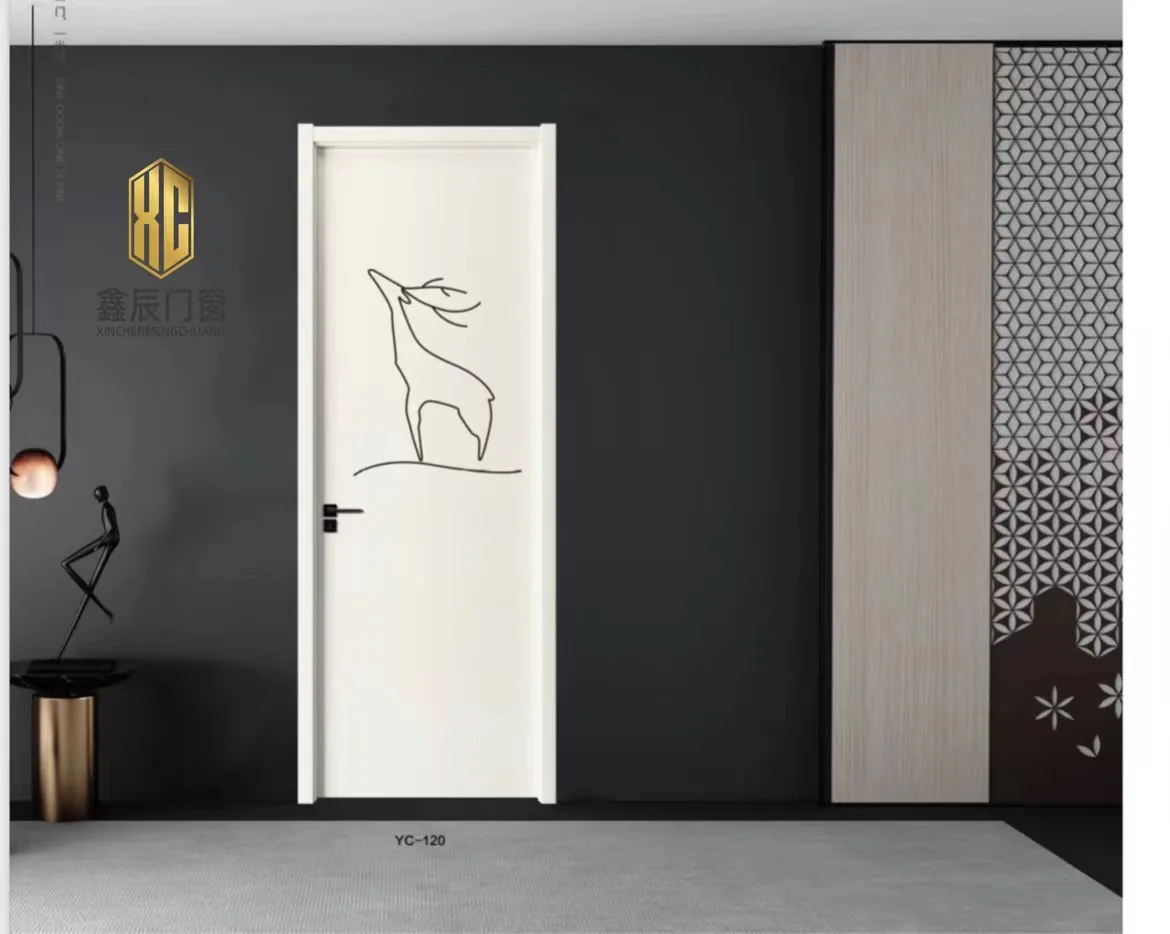 باب خشبي مركب مطلي، مقاوم للرطوبة وعازل للصوت، مصنع عصري وبسيط بالجملة، منزلي #1