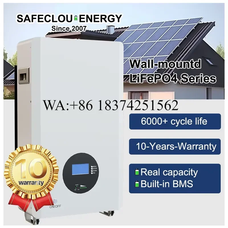 Wmwmnu Wall Mounted Solar Energy Storage Battery System 25.6V 100Ah 5.12kWh Home LiFePO4 Lithium Battery