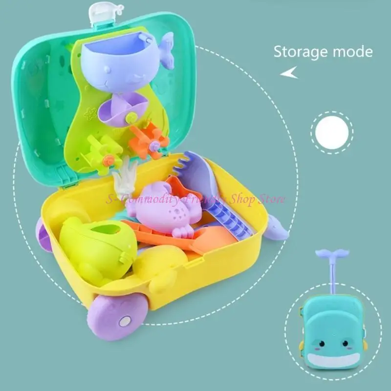 85AE Strandzandspeelgoed voor kinderen, set 8 zandvormen, strandemmer, strandschepgereedschapssets