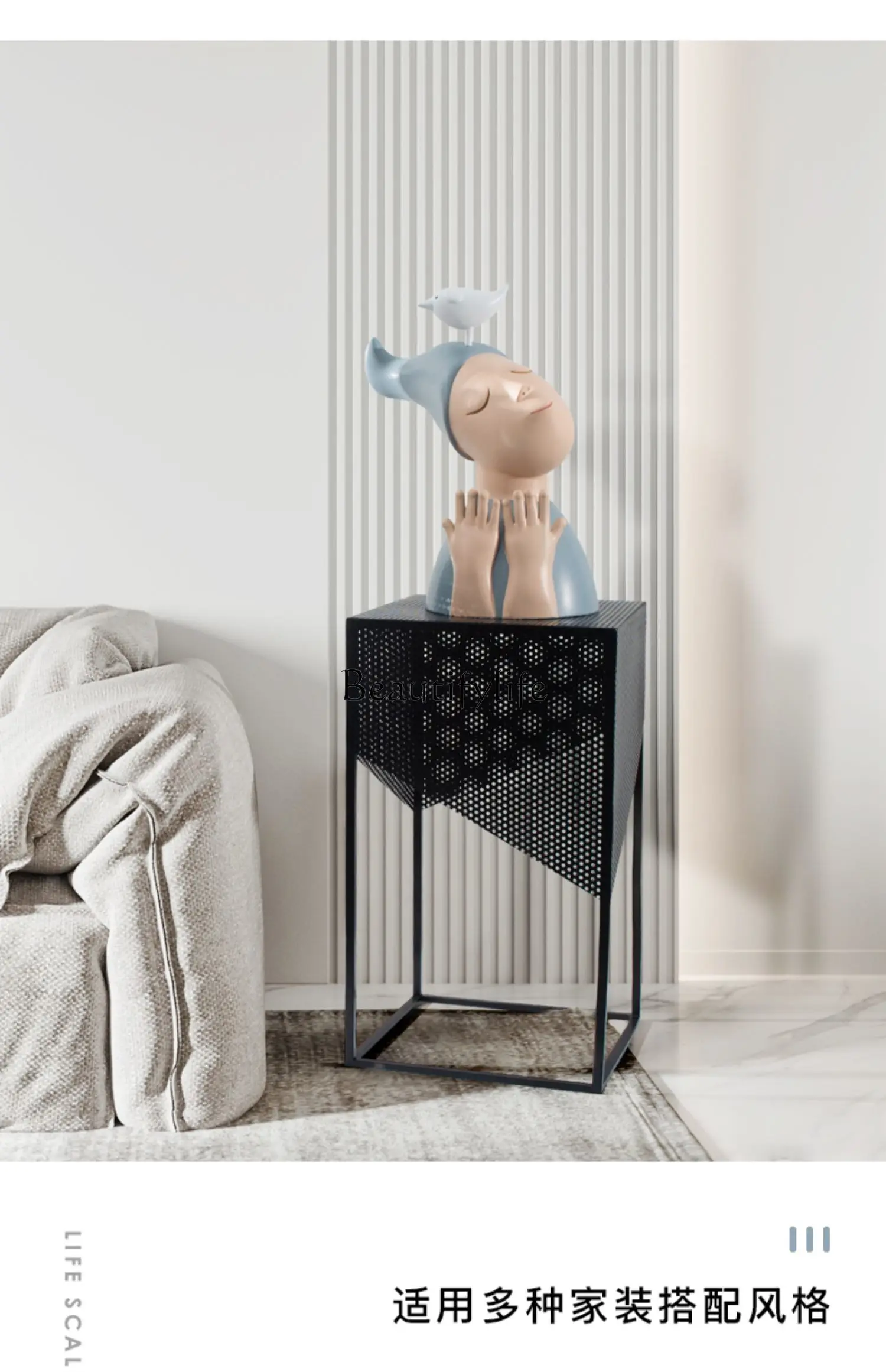 Floor-to-ceiling metal handicraft base, model room sales office aisle lobby sculpture ornament