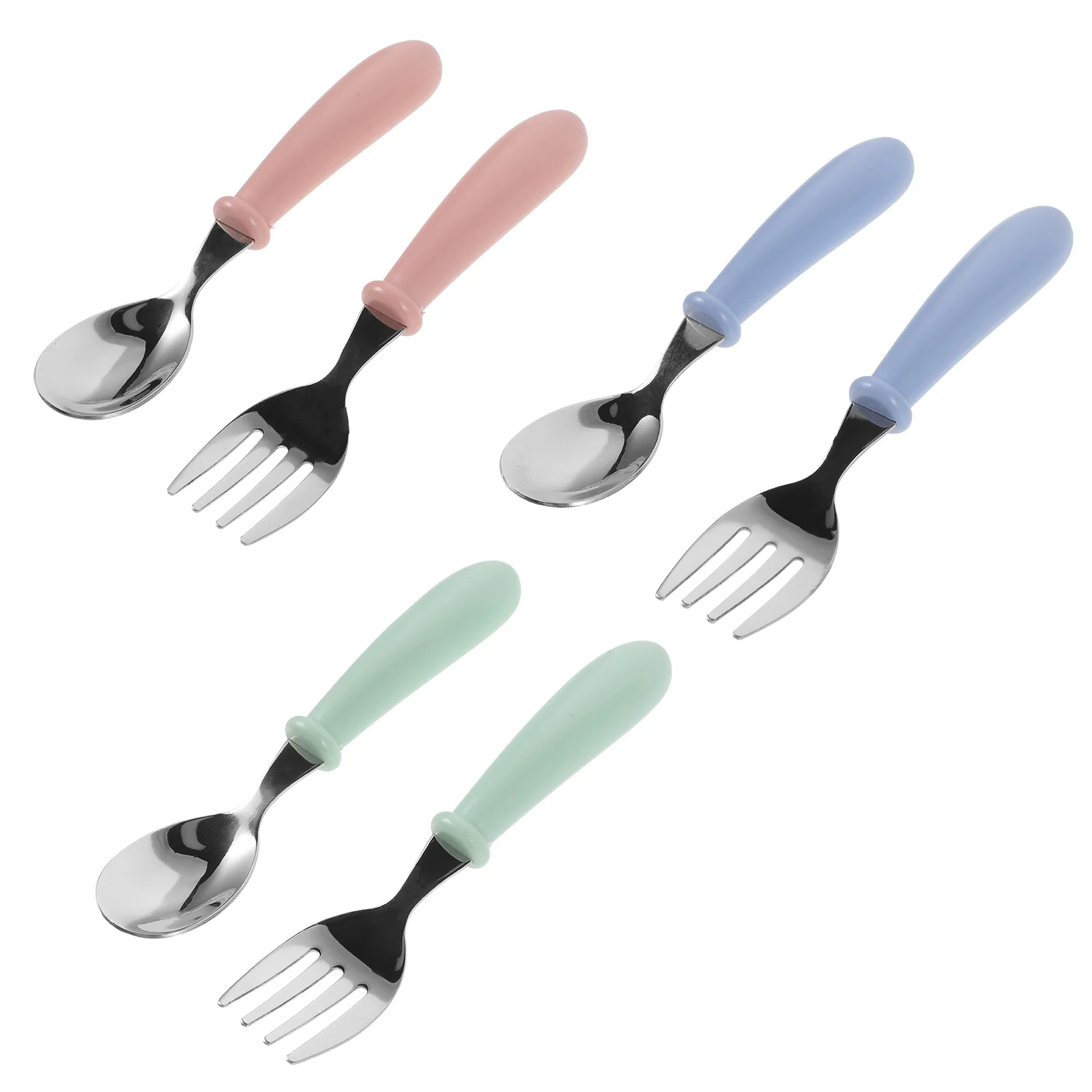 

3Set Kids Tableware Toddler Utensils Stainless Steel Spoon Fork Baby Self Feeding Training Kit with Box Feeding Supplies