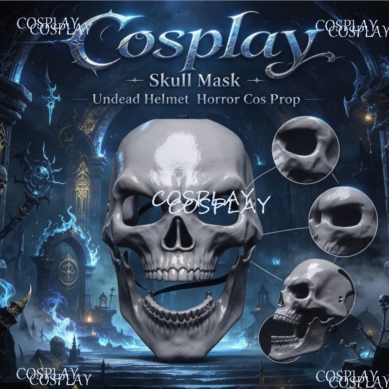 2026 Halloween Party Punk Handsome Man Props 3D Polylactic Acid Mask Anime Horror Skull Mask Cosplay Props Accessories Halloween