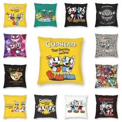 CupHead And MugMan Square Throw Pillow Case Home Decor Double Side Print Electronic Video Game Characters Cushion Cover For Car