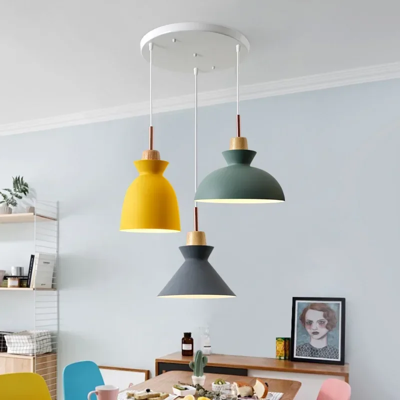 

Restaurant Colorful Chandelier, Modern and Simple Macaron Chandelier, LED Living Room Bar Lighting Fixtures Multi-color Optional