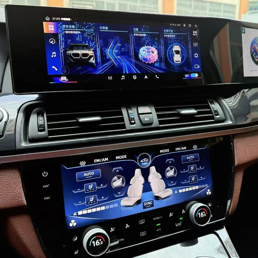 21Inch Curved Android Car Screen  AC Climate Panel LCD Speedometer For BMW 5 Series F10 F11  2011-2017 Carplay Multimedia Player