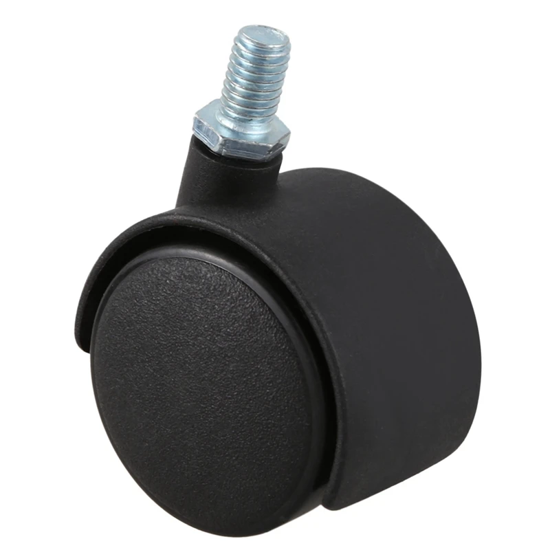 Plastic Swivel Caster 8Mm Screw Stem 1.5-Inch Dia Wheel 16 Pcs Black