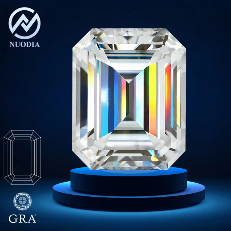 

Real D Color GRA Certified Moissanite Stone Emerald Cut 0.5-10.0ct VVS1 Positive Pass Diamond Tester with Certificate