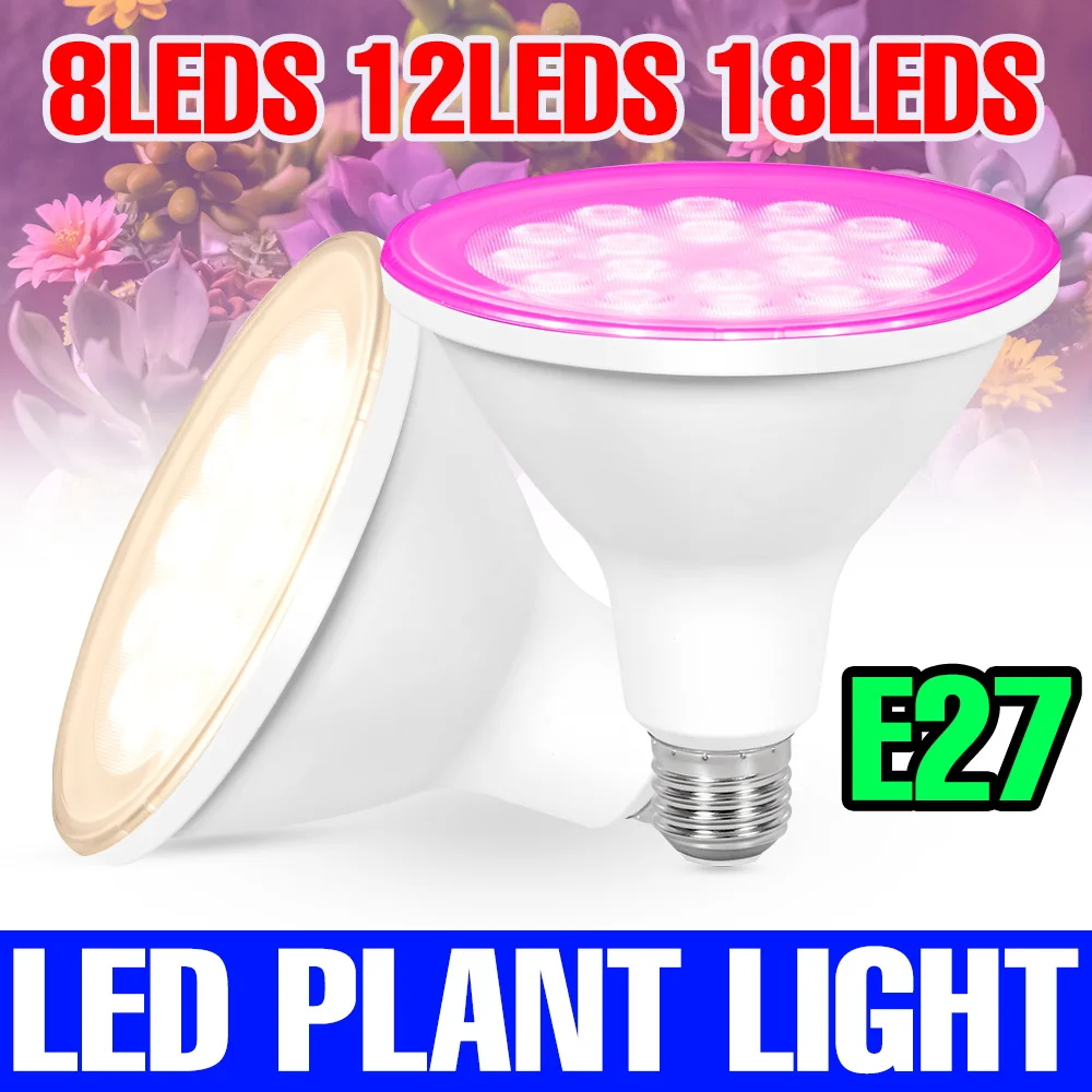 

E27 LED Grow Light Full Spectrum Indoor Fruit Vegetables Potted Plant Growbox Cultivation Sunlight Fill Lighting Bulb AC100-277V